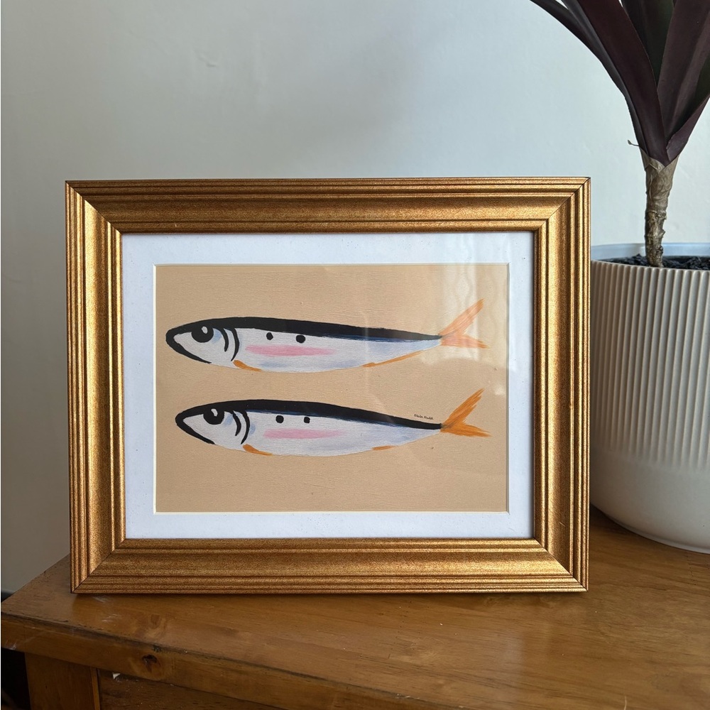 Gold Framed Sardine Fish Art Print